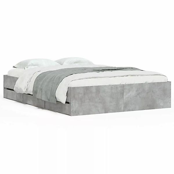 vidaXL Bettgestell mit Schubladen Betongrau 135x190 cm Holzwerkstoff1957484 günstig online kaufen