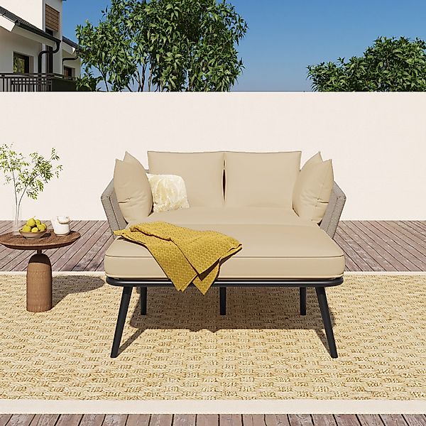 OKWISH Gartenlounge-Set Gartensofa, (2 Kissen, 2 günstig online kaufen