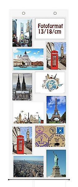 trendfinding Bilderrahmen Collage Fotovorhang mit Ösen für 12 Fotos im Hoch günstig online kaufen