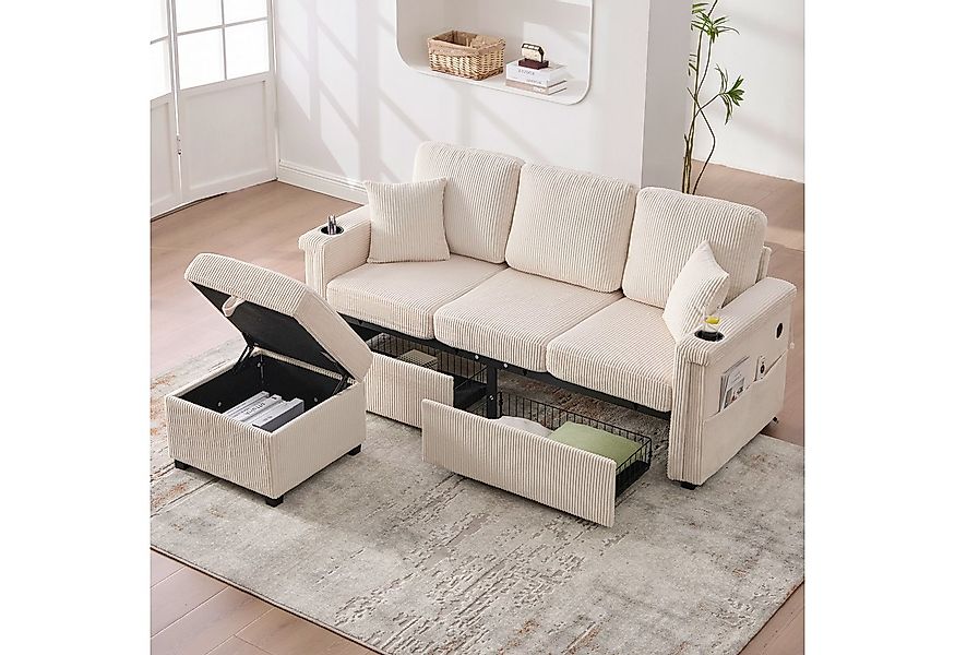 Odikalo Ecksofa mit Schlaffunktion Eckcouch Big Sofa mit Ottomane, Multifun günstig online kaufen