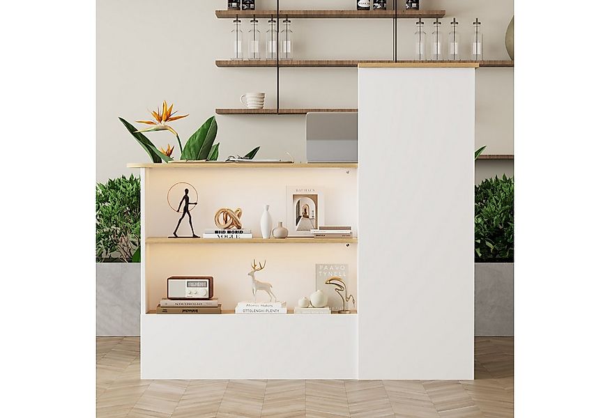 FUFU&GAGA Empfangstheke mit 1 Schublanden und 1 Tür, mit Beleuchtung 3 Farb günstig online kaufen