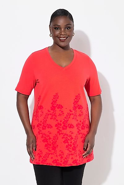 Ulla Popken Longshirt Longshirt A-Linie V-Ausschnitt günstig online kaufen