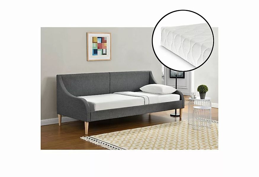 Corium Bett, »Lodz« Tagesbett mit Matratze 90x200cm Polyester Dunkelgrau günstig online kaufen