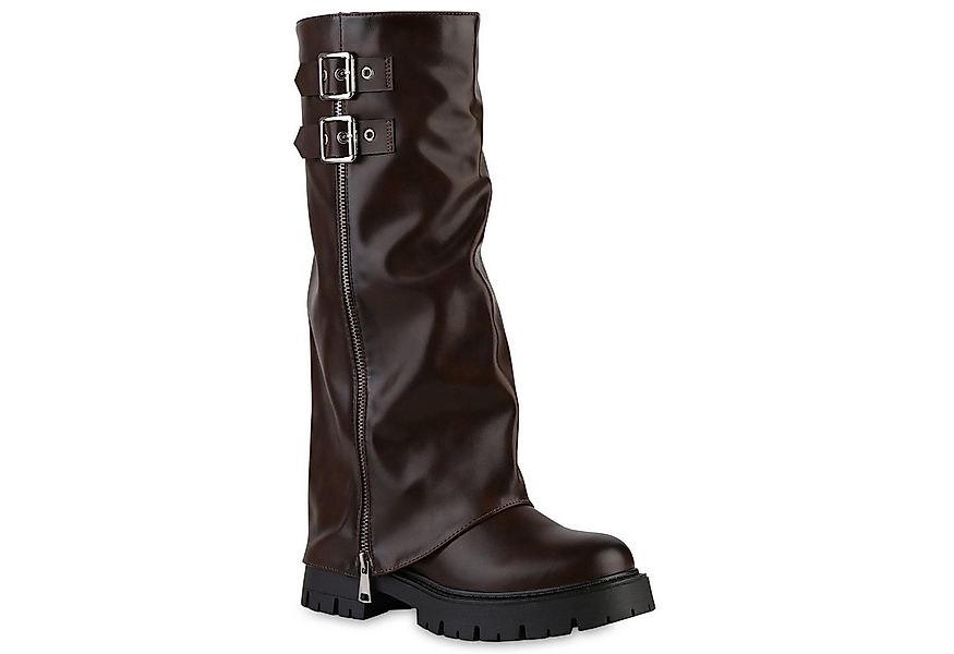 VAN HILL 841806 Stiefel Damen Bikerstiefel Stiefel Zipper Schnallen Profil- günstig online kaufen