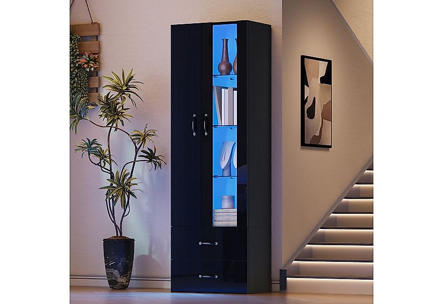 Merax Vitrine Standvitrine mit LED-Beleuchtung und Stauraum (1-St) Standreg günstig online kaufen