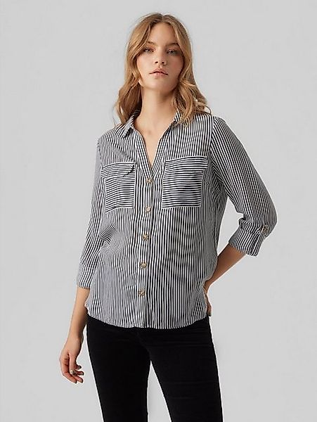 Vero Moda Blusenshirt Legeres Blusen mit Brusttaschen Krempelärmel VMBUMPY günstig online kaufen
