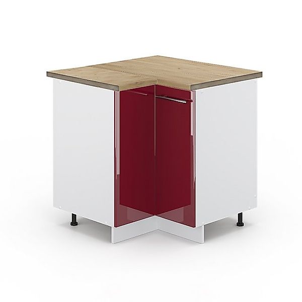 Vicco Eckunterschrank Fame-Line Bordeaux Hochglanz/Weiß 81 cm AP Marmor günstig online kaufen