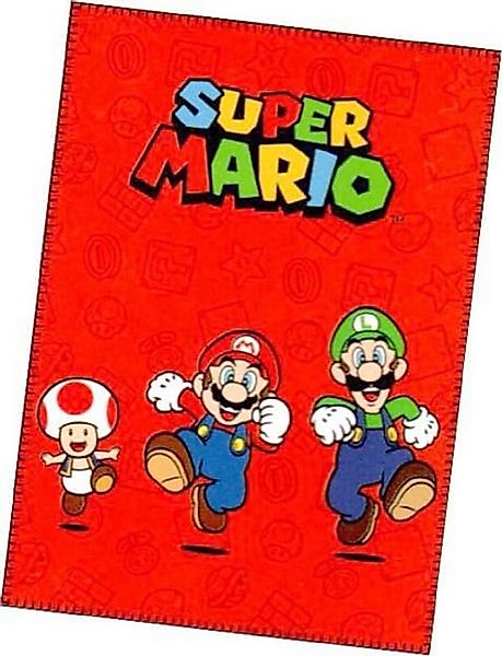 Wohndecke Super Mario Fleecedecke Kuscheldecke 100 x 140 cm, KK günstig online kaufen