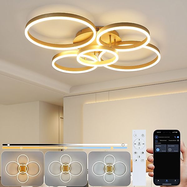 Nettlife LED Deckenleuchte Gold Dimmbar 2 günstig online kaufen