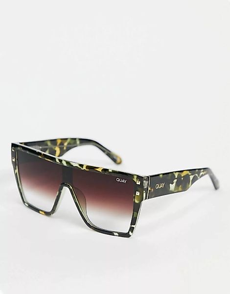 Quay – Maxed Out – Damensonnenbrille in Schwarz-Bunt mit flachem Brauensteg günstig online kaufen