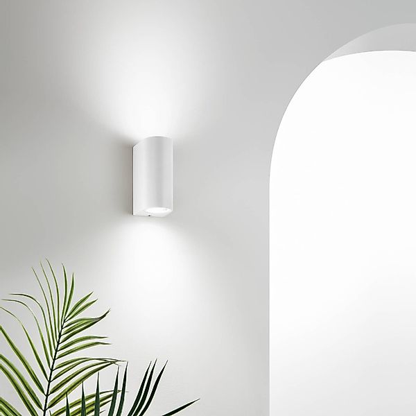 Außenwandlampe ONE, weiß, Höhe 13 cm, Metall IP54, 2-flg. günstig online kaufen