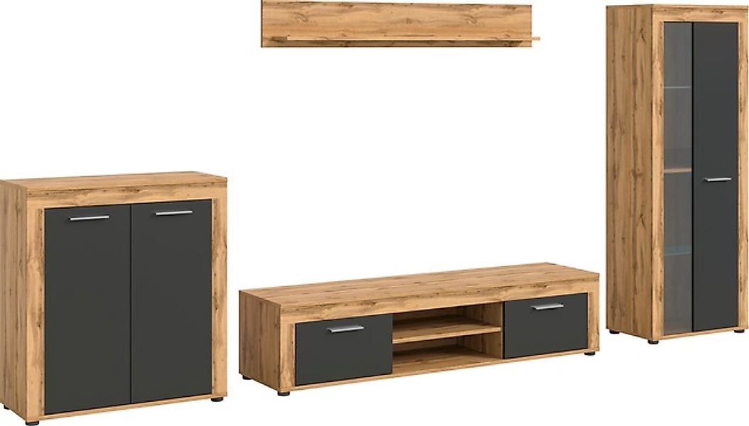 INOSIGN Wohnwand »Aosta, Breite 330cm, best. aus Highboard, Lowboard, Wandb günstig online kaufen