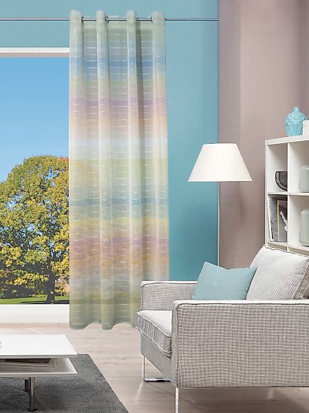 HOME WOHNIDEEN Vorhang "RAINBOW" Ösen 1 Stk. tlg. Ösenschal Querstreifen RA günstig online kaufen