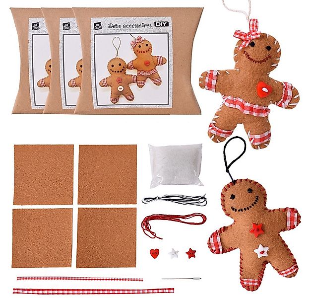 TE-DecoArt Dekofigur 6 Stück DIY Lebkuchenmännchen Nähset Filz Bastelset (3 günstig online kaufen