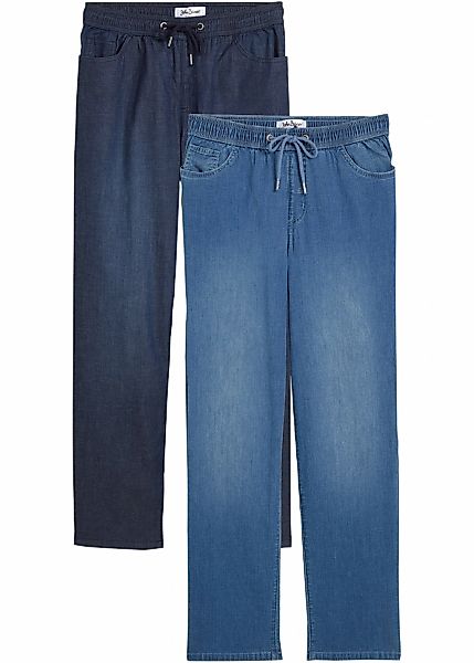 bonprix Schlupfjeans, 2 Stk. Straight Fit, High Waist, Bequembund (Doppelpa günstig online kaufen