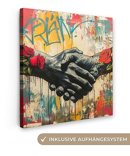 OneMillionCanvasses® Leinwandbild Graffiti - Rosen - Hände - Straßenkunst, günstig online kaufen
