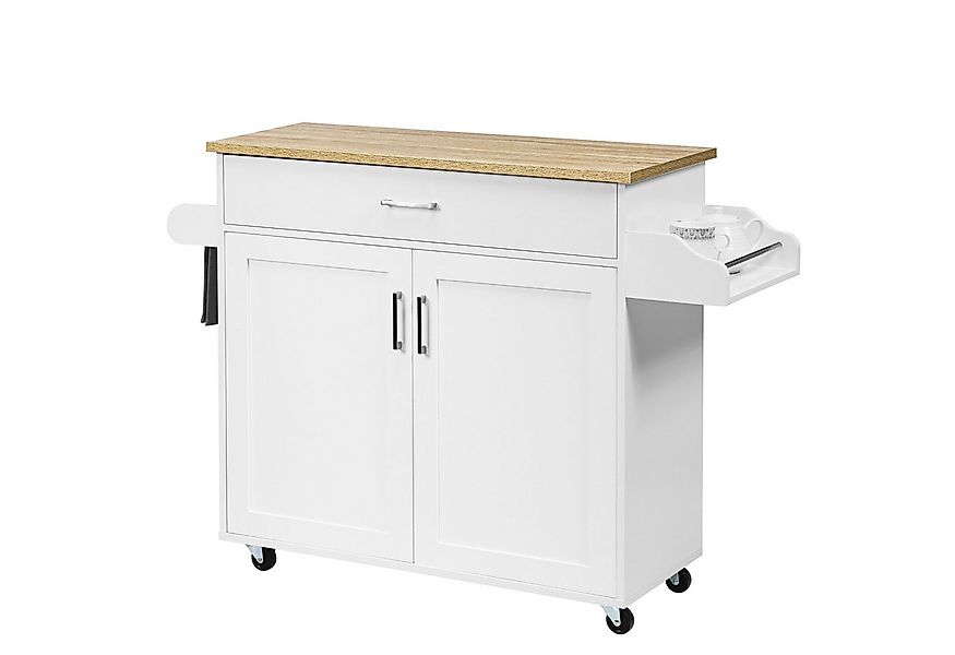 COSTWAY Küchenwagen, Servierwagen mit Arbeitsplatte & Handtuchhalter, Rolle günstig online kaufen