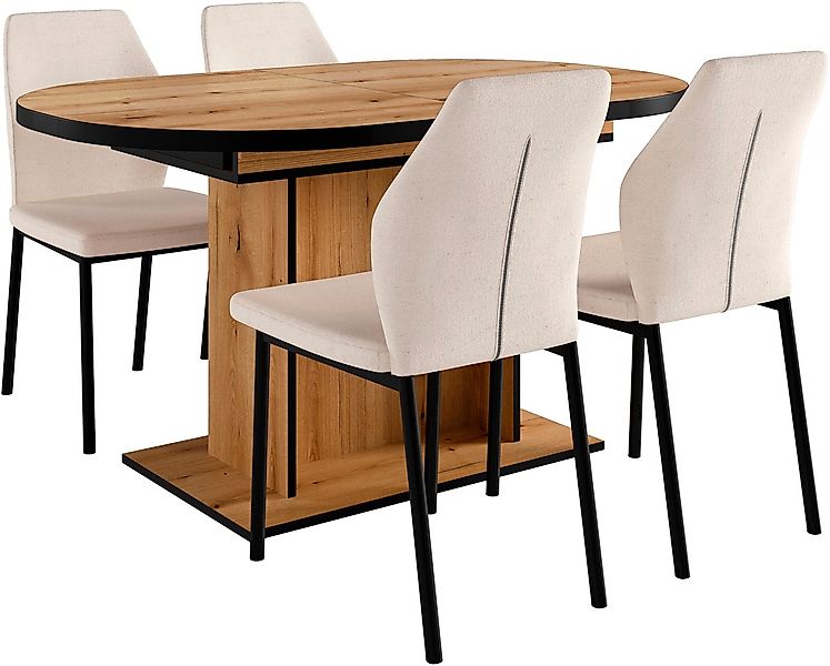 Home affaire Essgruppe "Basel, Tischgruppe mit Ausziehtisch", (Set, 5 tlg.) günstig online kaufen