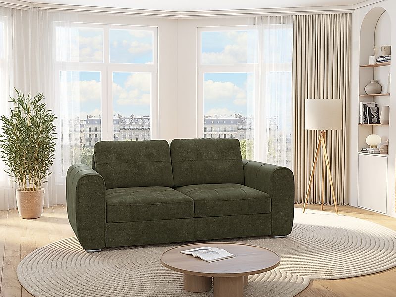 Schlafsofa mit Matratze 3-Sitzer - Stoff - Grün - Liegefläche 140 cm - Matr günstig online kaufen