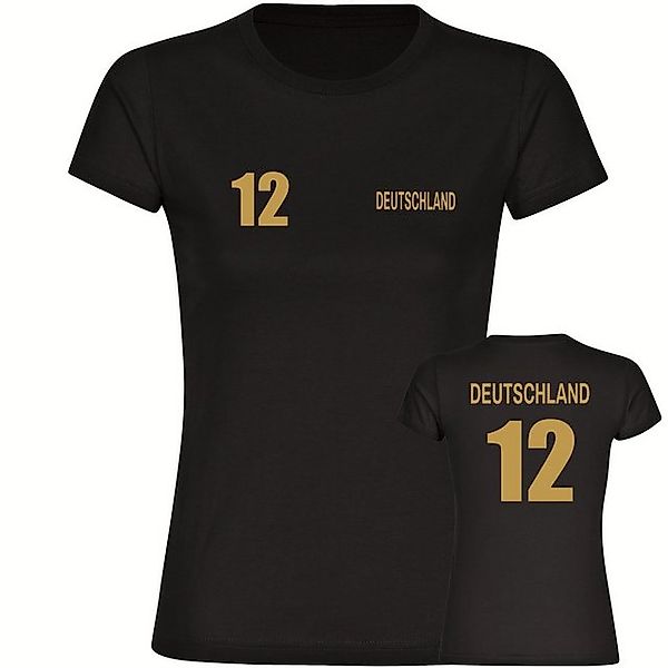 multifanshop T-Shirt Damen Deutschland - Trikot Nummer 12 Gold - Frauen günstig online kaufen