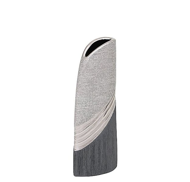 Dekohelden24 Dekovase Edle moderne Deko Designer Keramik Vase in silber- (1 günstig online kaufen
