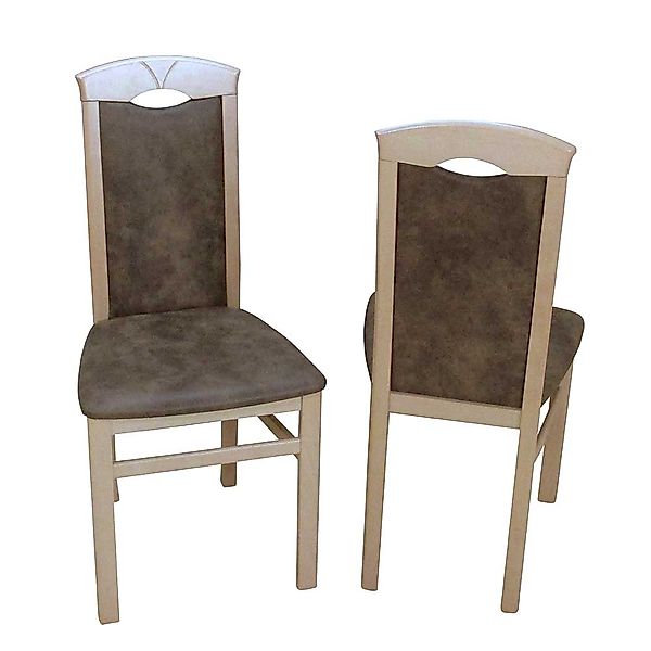 Esszimmerstuhl aus Massivholz Braun Vintage Optik Stoff (2er Set) günstig online kaufen