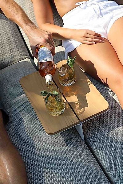 Teak Einklemm-Tisch für Twins Sonnenliege Mokka günstig online kaufen