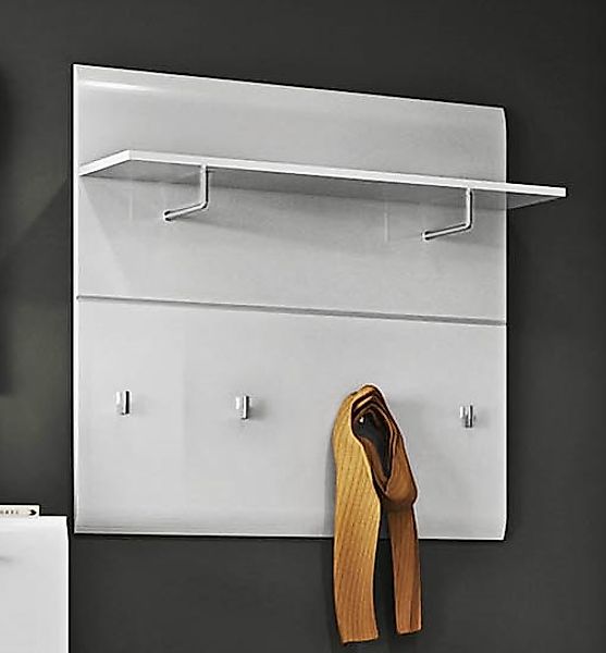 Garderobenpaneel inkl. 4 Haken ca. 96x90x25 cm Weiss Hochglanz günstig online kaufen