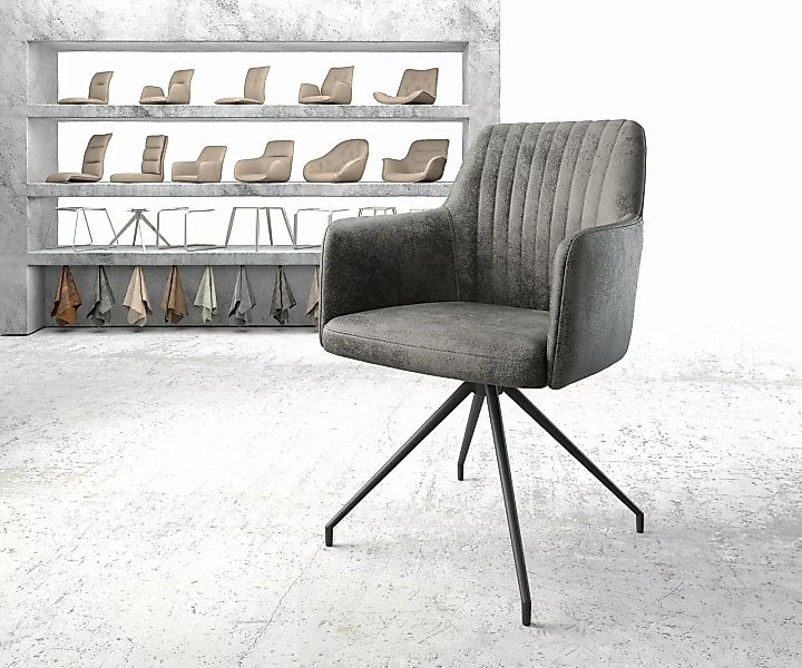 Drehstuhl Greg-Flex Grau Antik Kreuzgestell konisch Schwarz 180° drehbar günstig online kaufen
