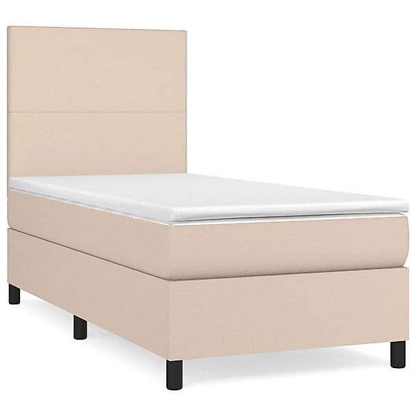 vidaXL Boxspringbett, Boxbett mit Matratze Cappuccino-Braun 90x190cm Kunstl günstig online kaufen