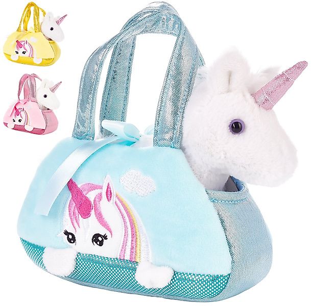 BRUBAKER Kuscheltier Einhorn Tasche Weiß 20 cm (1-St., Plüschtier in Handta günstig online kaufen
