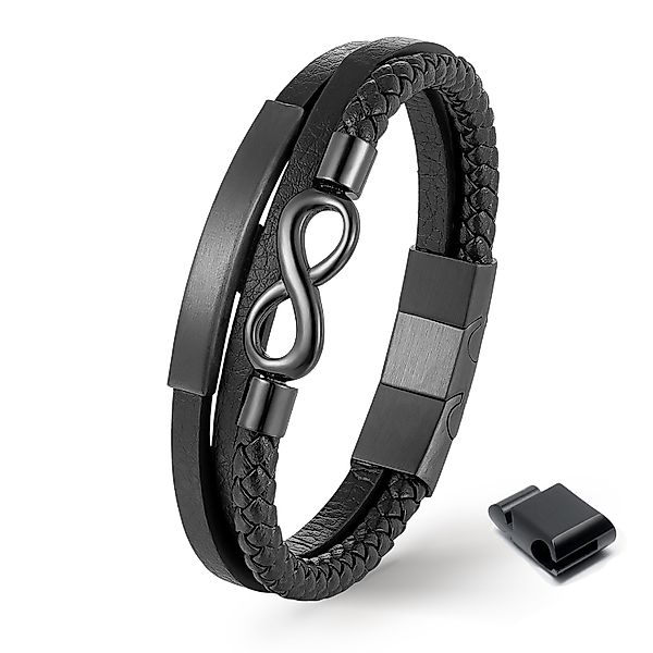 UNIQAL.de Lederarmband Schwarz mit Unendlichkeit Symbol günstig online kaufen