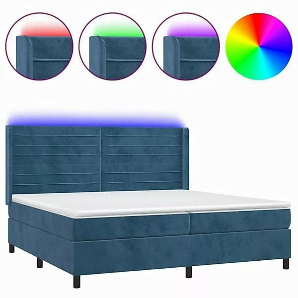 vidaXL Boxspringbett Boxspringbett mit Matratze LED Dunkelblau 200x200 cm S günstig online kaufen