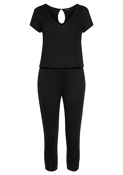 LASCANA 7/8-Overall, mit V-Ausschnitt, kurzärmliger Jumpsuit, Basic günstig online kaufen