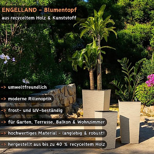 Engelland Pflanzkübel Blumentopf aus recyceltem Kunststoff & Holz (WPC), Ri günstig online kaufen