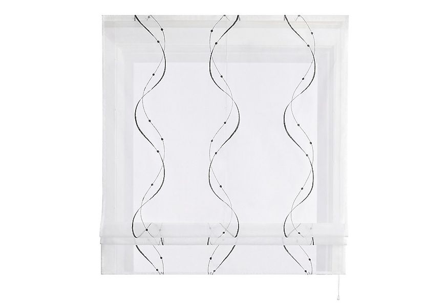 Joyswahl Raffrollo, mit Klettband, Küche Bändchenrollo Voile Weiß, Bestickt günstig online kaufen