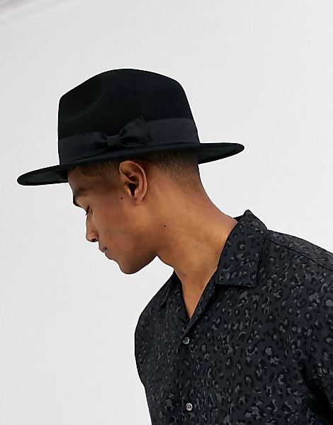 ASOS DESIGN – Größenverstellbarer Fedora-Hut aus Wolle in Schwarz günstig online kaufen