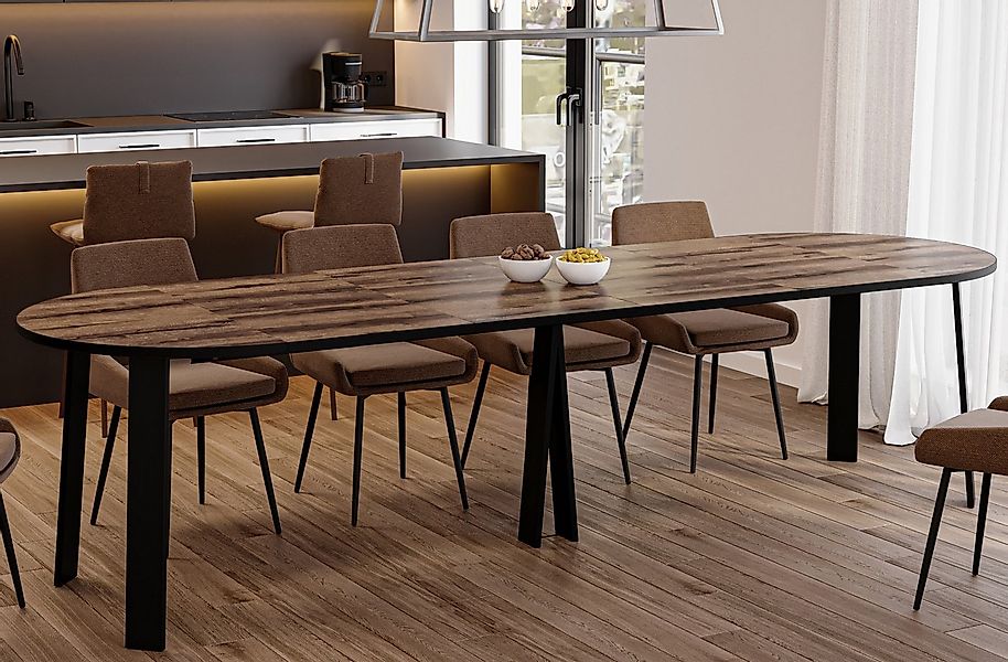 Endo-Moebel Esstisch XXL "Mars" 100-312cm ausziehbar, runder erweiterbarer günstig online kaufen