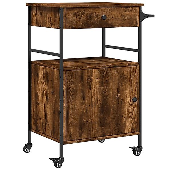 vidaXL Küchenwagen Küchenwagen Räuchereiche 56x43x89,5 cm günstig online kaufen