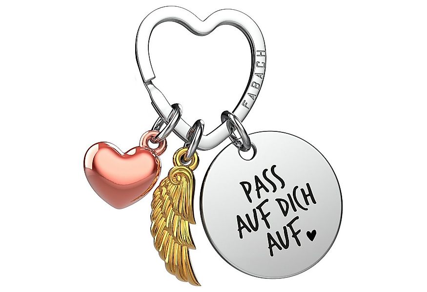 FABACH Schlüsselanhänger Glücksbringer Herz und Engelsflügel mit Gravur "Ic günstig online kaufen