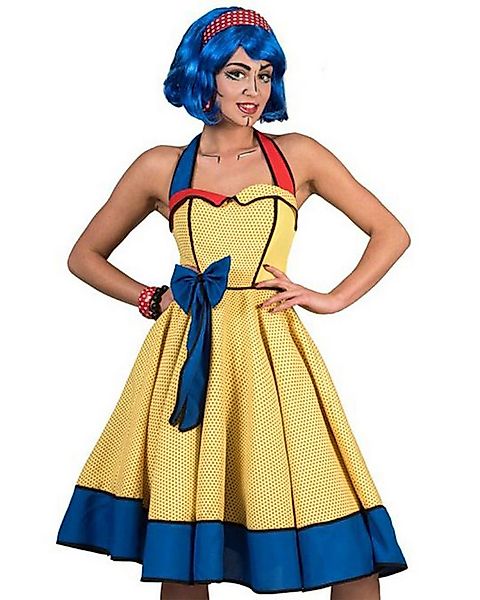 Funny Fashion Kostüm Pop Art Neckholder Kleid für Damen - Gelb Blau, 5 günstig online kaufen