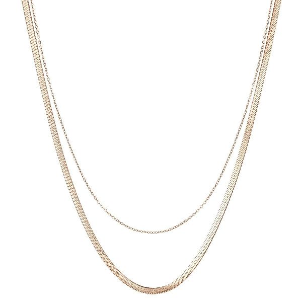 Hey Happiness Edelstahlkette Damen 18K Gold Roségold mehrreihig, Ketten Set günstig online kaufen