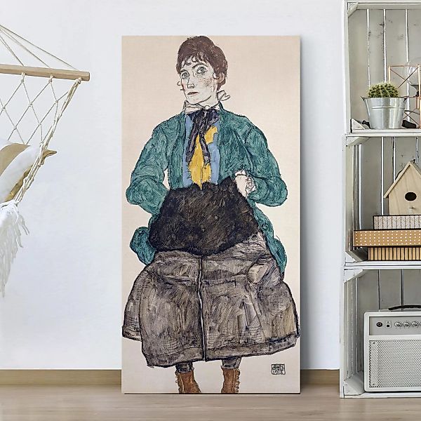 Leinwandbild Kunstdruck - Hochformat Egon Schiele - Frau in grüner Bluse günstig online kaufen