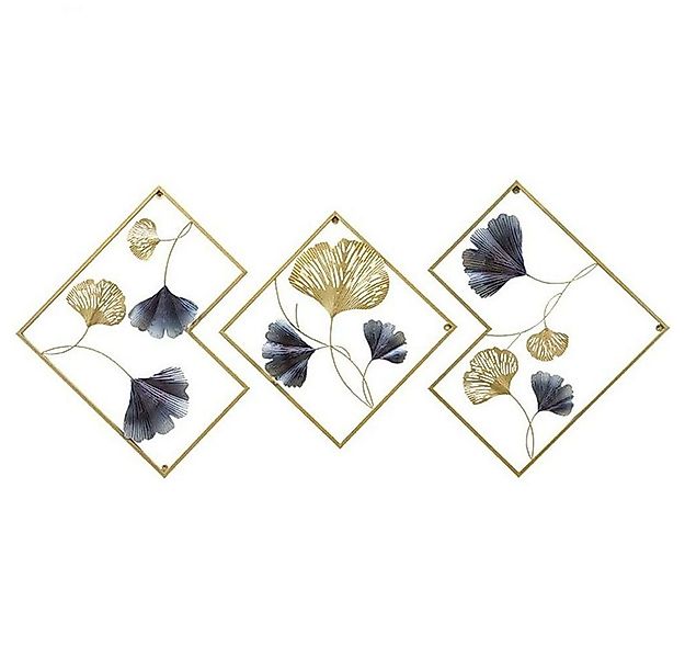 NUODWELL Wanddekoobjekt 3 Stück Eisen Ginkgo Wandskulpturen Metall Wandbeha günstig online kaufen