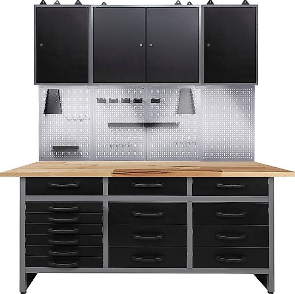 Ondis24 Werkstatt Set Konny 160 cm 3 Schränke LED Werkstatteinrichtung Werk günstig online kaufen