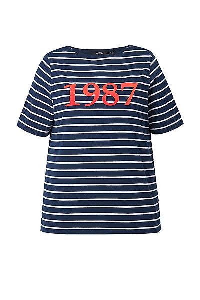 Ulla Popken T-Shirt T-Shirt Ringel Flockdruck günstig online kaufen