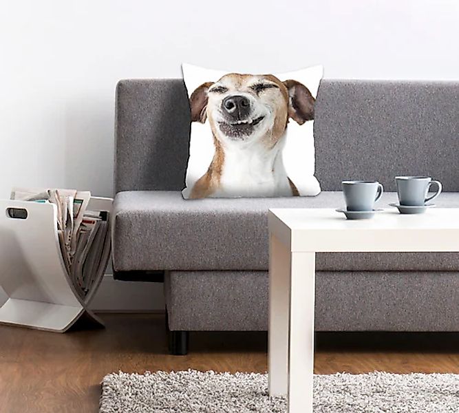 queence Dekokissen »Franka«, mit einem grinsenden Hund günstig online kaufen