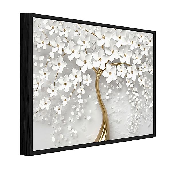Wallarena Leinwandbild Abstrakt Blumen gold grau günstig online kaufen