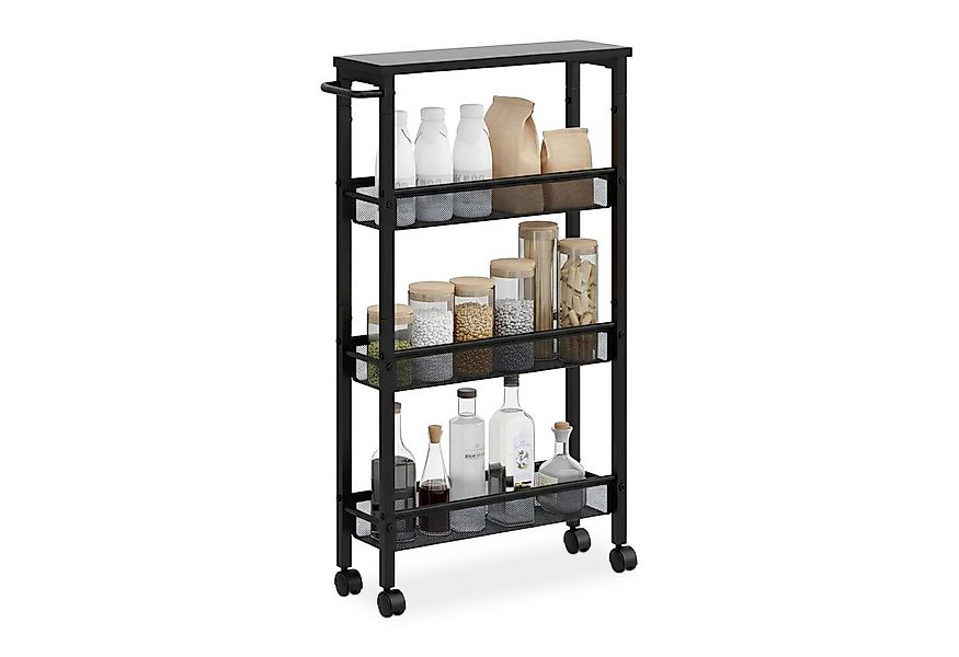 relaxdays Küchenwagen Nischenwagen mit 4 Ebenen, schwarz günstig online kaufen