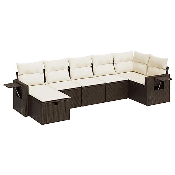 vidaXL 7-Tlg Garten-Sofagarnitur mit Kissen Braun Poly Rattan 3325509 günstig online kaufen